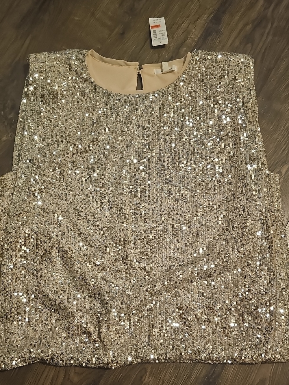 NWT Maurices Sequin Blouse Crew Neck large Women Top Holiday Party Christmas